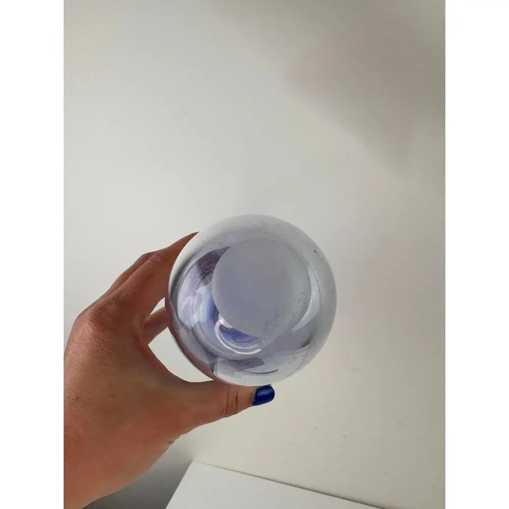 Vintage Clear Blue Cobalt Swirl Vase Art Glass Murano Blown Home Decorative
